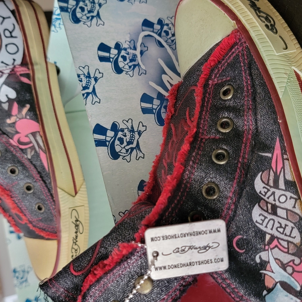 Ed Hardy Red and Black Sneakers